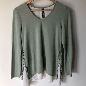 Design Lab Sage Green Layer Effect Sweater | Size S